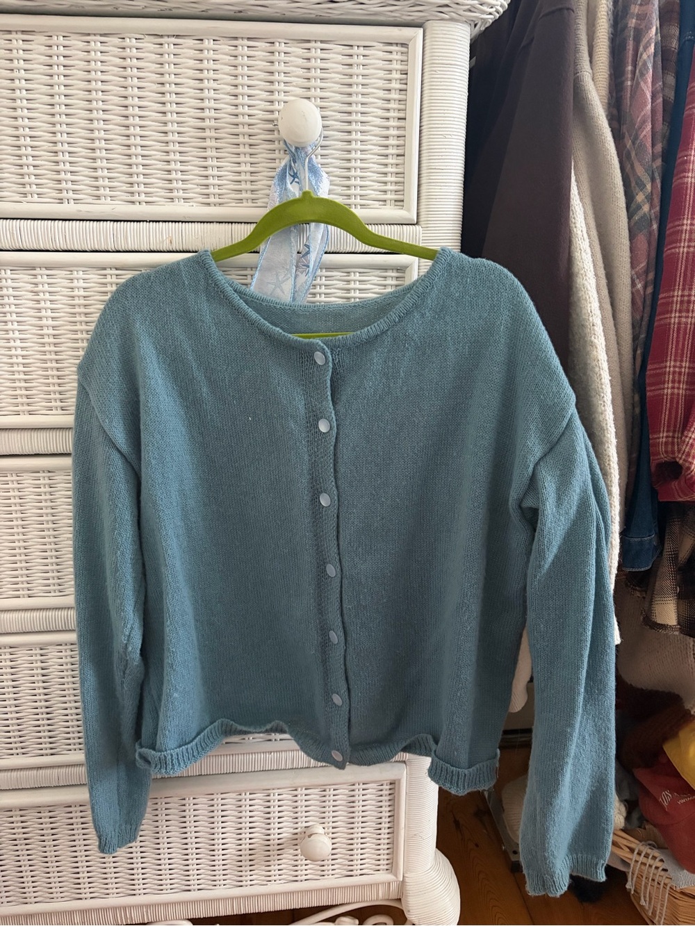 Light Blue Button-Front Women's Sweater